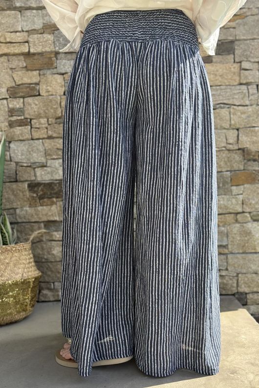 Marina Chalk Stripe Palazzo Pant Navy
